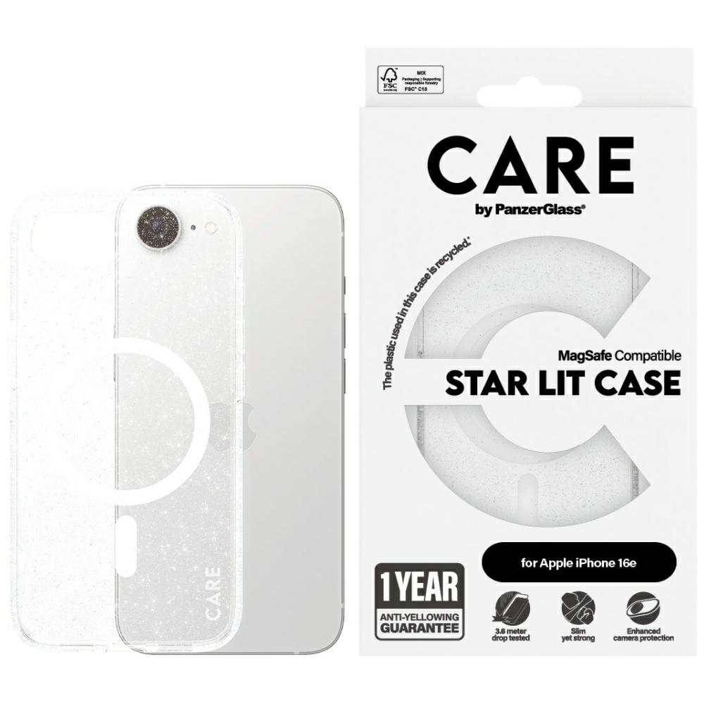 PanzerGlass CARE by Flagship Urban Combat StarLight White MagSafe case for iPhone 16e, transparent