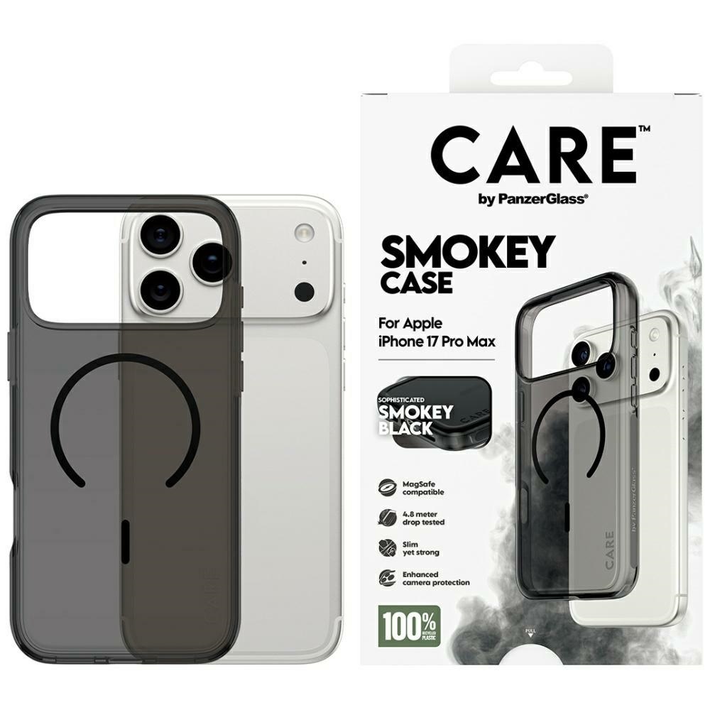 PanzerGlass CARE Case by Flagship Urban Explorer w. Black MagSafe for iPhone 17 Pro Max, smoky