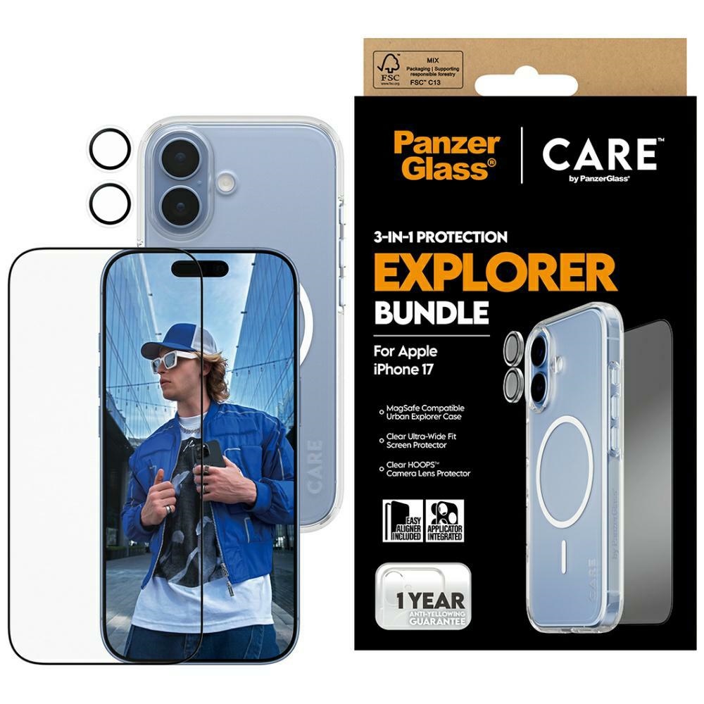 PanzerGlass CARE Protective Set by Flagship Explorer 3-in-1 Case+Glass+Lens for iPhone 17