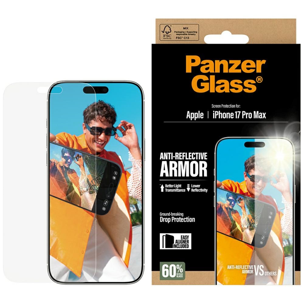 PanzerGlass Anti-Reflective Armor Screen Protector for iPhone 17 Pro Max with EasyAligner