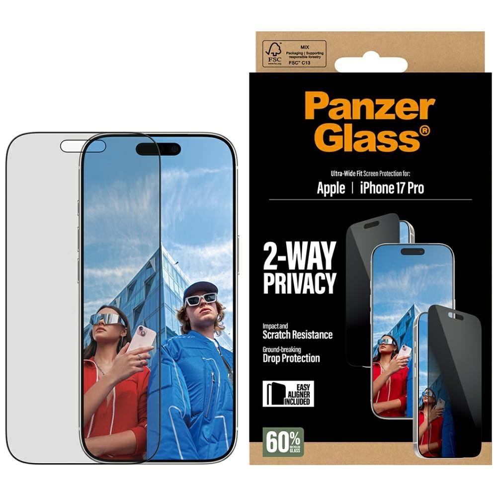 PanzerGlass Privacy-Protecting Ultra-Wide Fit EasyAligner for iPhone 17 Pro