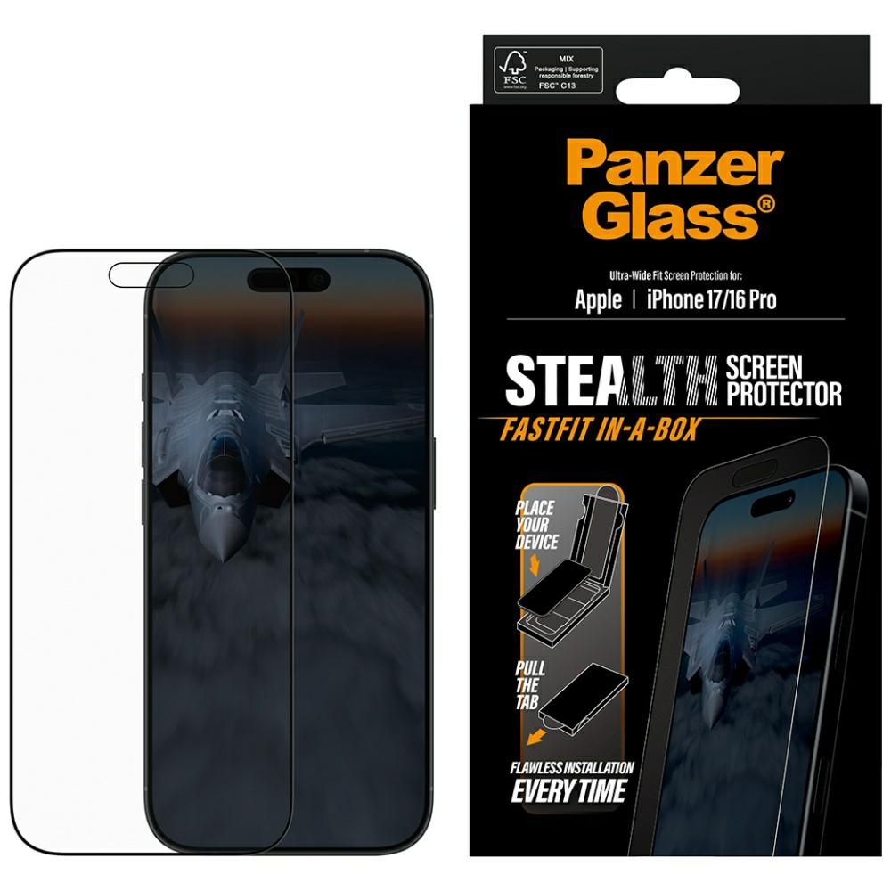 PanzerGlass Tempered Stealth Ultra-Wide Fit Fastfit for iPhone 17 / 16 Pro
