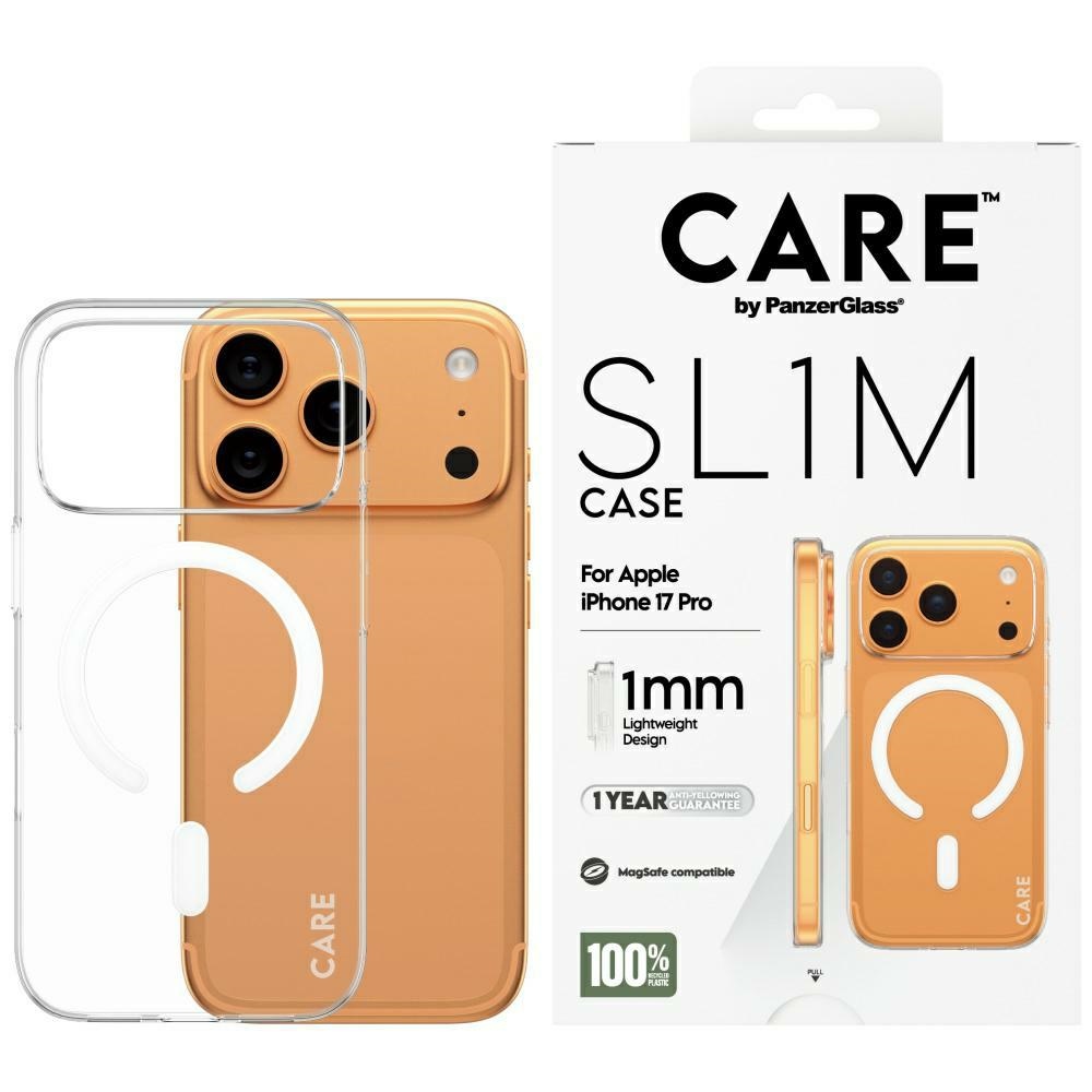 PanzerGlass CARE Case by SL1M MagSafe for iPhone 17 Pro, clear