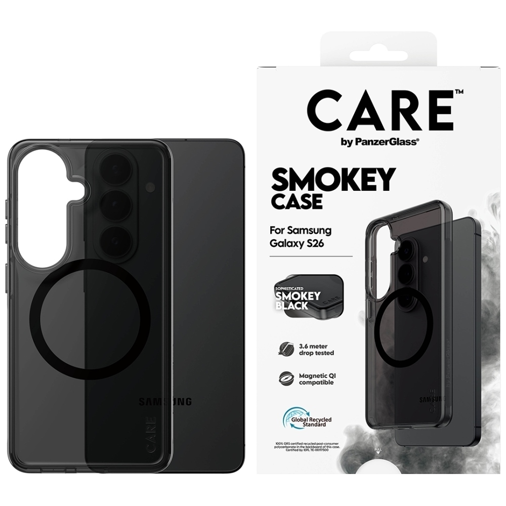 PanzerGlass CARE Case by Urban Explorer Smokey w. Black Qi for Samsung Galaxy S26 black