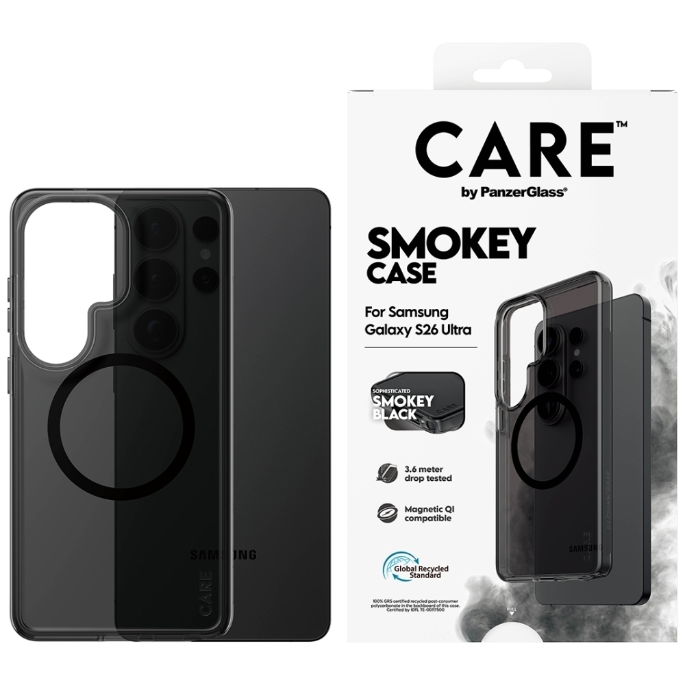PanzerGlass CARE Case by Urban Explorer Smokey w. Black Qi for Samsung Galaxy S26 Ultra, black
