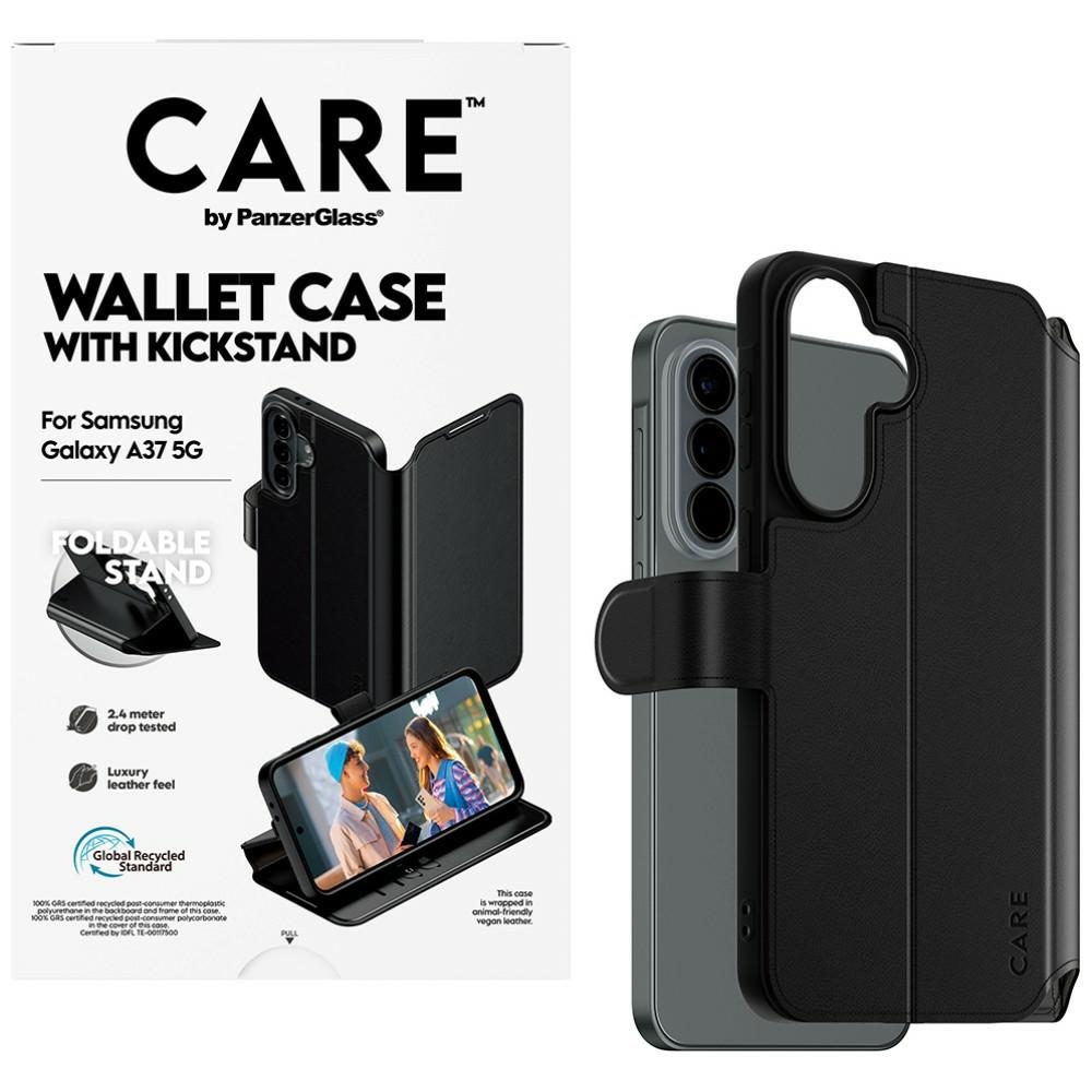 PanzerGlass CARE Etui by Feature Wallet Kickstand Case for Samsung Galaxy A37 5G, Black