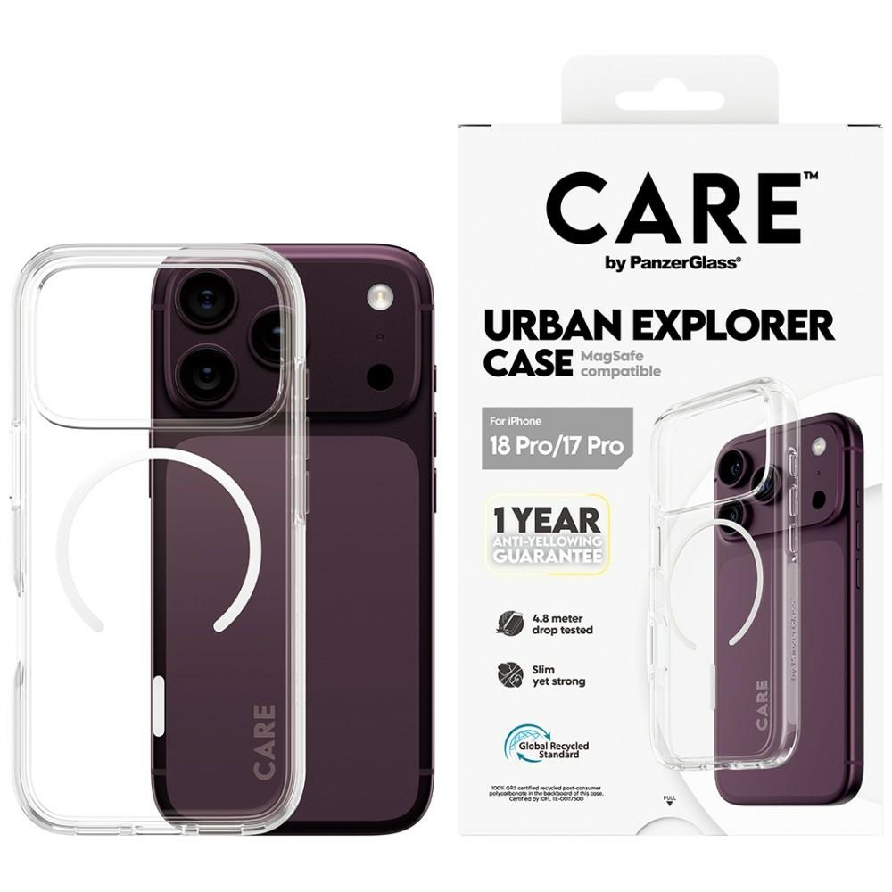 PanzerGlass CARE Case by Urban Explorer w. White MagSafe for iPhone 18 Pro / 17 Pro transparent