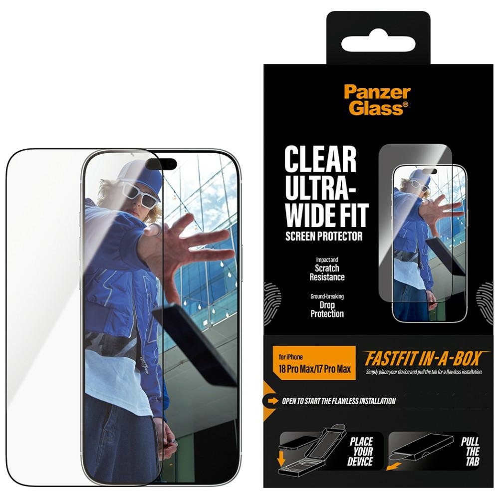 PanzerGlass Tempered Glass Screen Protector Ultra-Wide Fit Fastfit in-a-box for iPhone 18 Pro Max / 17 Pro Max