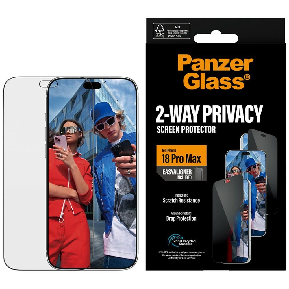 PanzerGlass 2-Way Privacy Screen Protector Ultra-Wide Fit EasyAligner for iPhone 18 Pro Max
