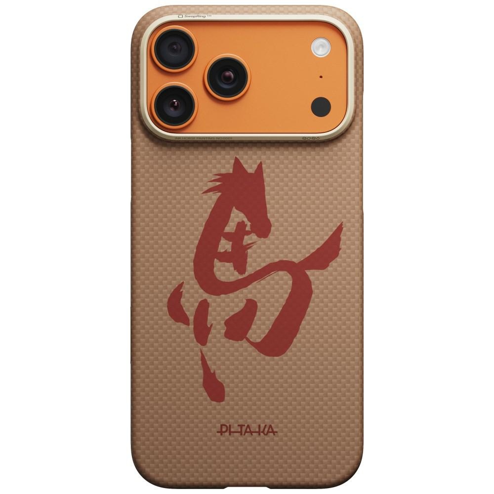 PITAKA Etui Edge Case Ink Horse Painting for iPhone 17 Pro Max / 18 Pro Max gold jade