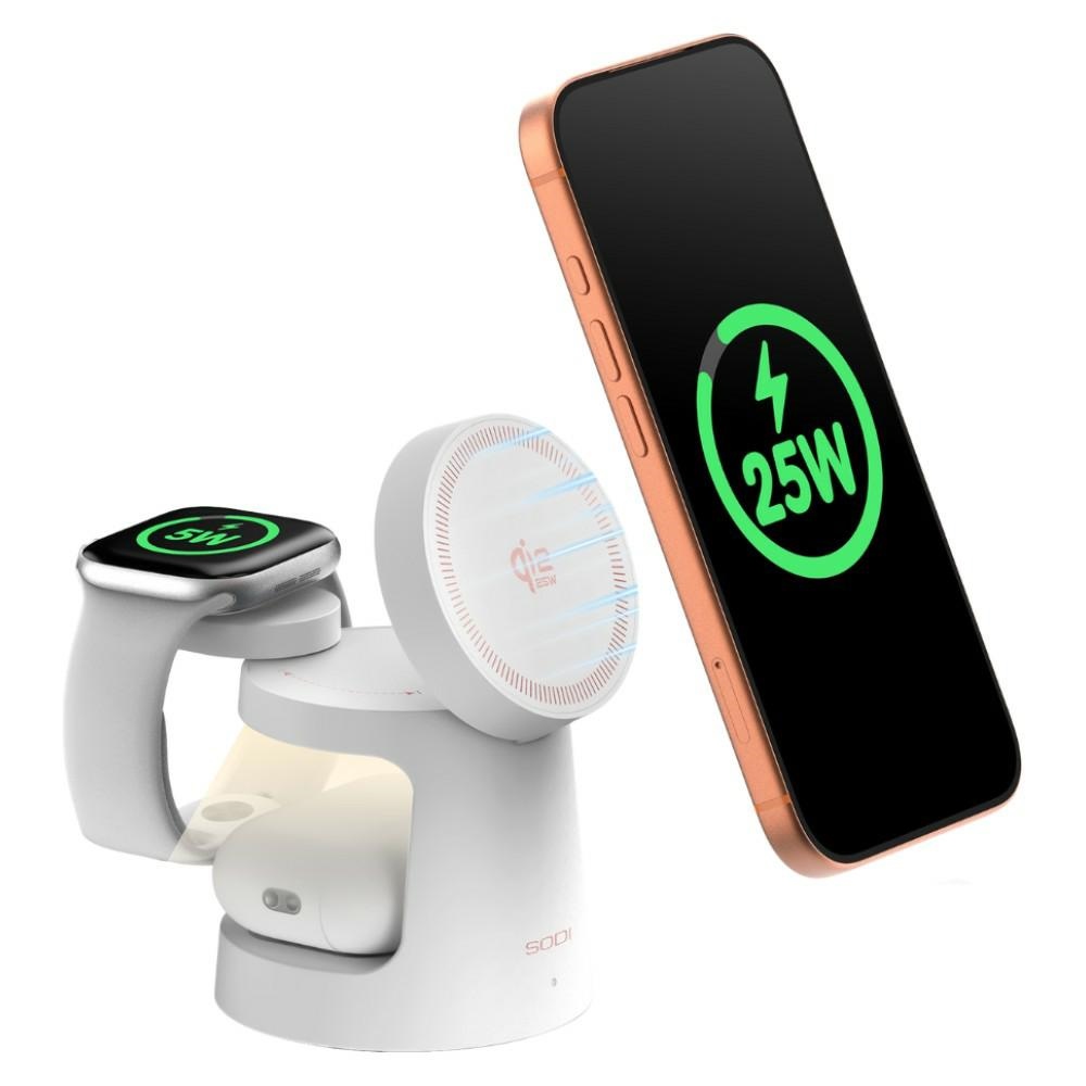 SODI 3-in-1 wireless charger with night light W108A 25W white