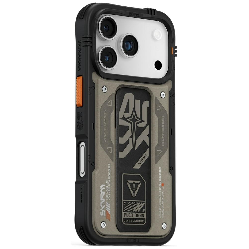 Skinarma Aegis Case for iPhone 17 Pro / 18 Pro Magnetic Charging + Grip Stand grey