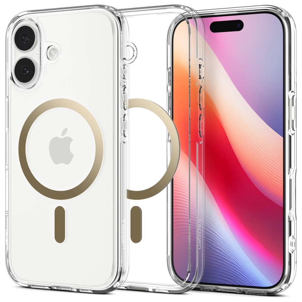 Spigen Hard Case Ultra Hybrid with MagSafe for Apple iPhone 17, Clear Gold ACS10382