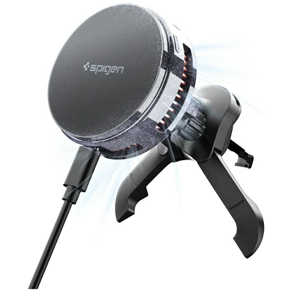 Spigen Car vent mount Essential inductive Qi2.2 25W MagSafe black