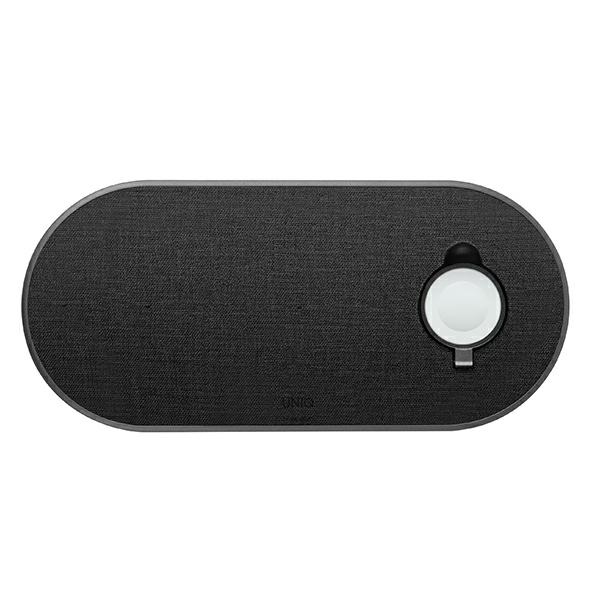 uniq Aereo Plus Wireless Charger 3-in-1 30W Fast Charge, Obsidian Knit Black (LITHOS Collective)