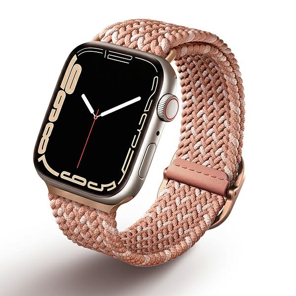 uniq aspen Apple Watch Braided DE strap, 40/38/41mm Series 1/2/3/4/5/6/7/8/9/SE/SE2, rosy pink/citrus pink