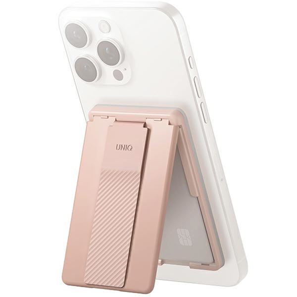 uniq Heldro ID magnetic wallet with support and wristband in pink/blush pink
