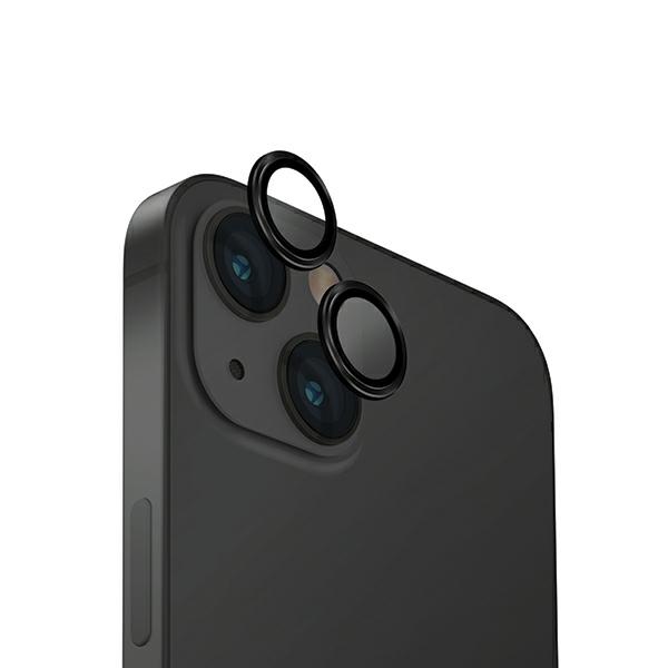 uniq Optix Aluminum Camera Lens Protector for iPhone 15 6.1" / 15 Plus 6.7" – midnight black camera lens glass with applicator