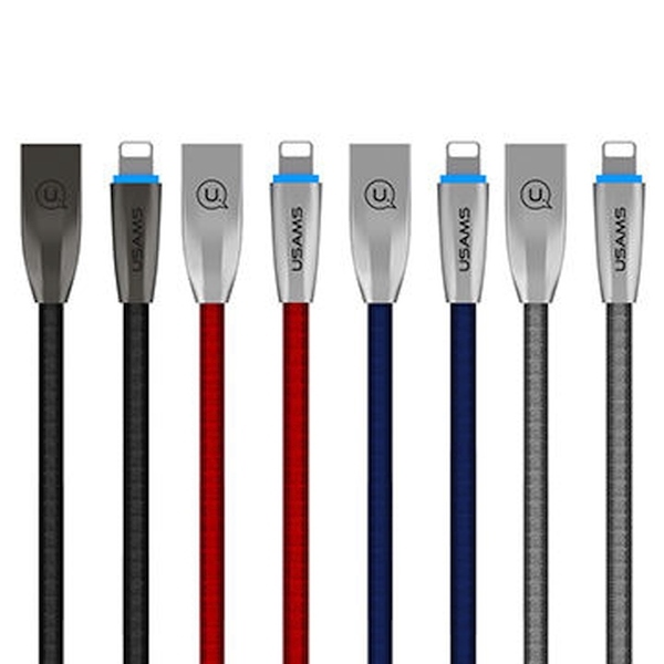 USAMS U-Light Lightning Braided Cable, Gray, 1.2m, IPZSUSB02 (US-SJ182)