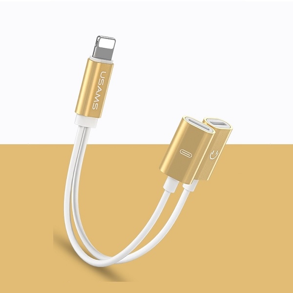 USAMS 2-in-1 Lightning Adapter, gold/goldSJ1602L02 (US-SJ160)