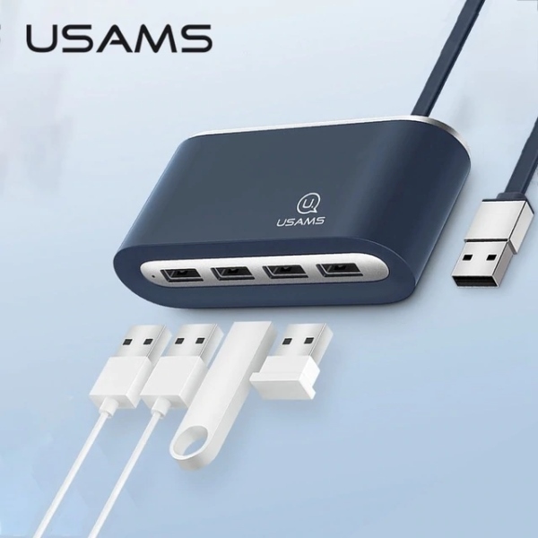 USAMS Adapter HUB 4xUSB 2.0 blue/niebieski SJ238FX02 (US-SJ238)