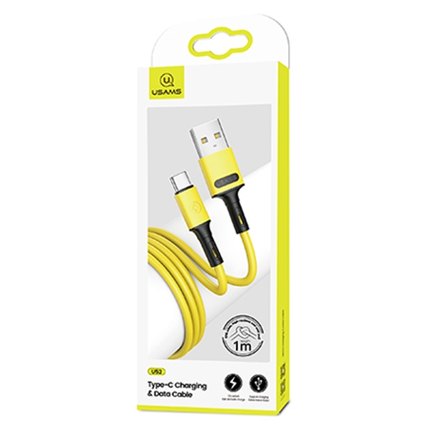 USAMS Kabel U52 USB-C 2A Fast Charge 1mżółty/yellow SJ436USB03 (US-SJ436)
