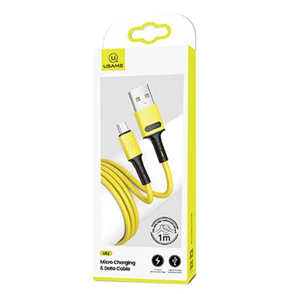 USAMS Kabel U52 microUSB 2A Fast żółty/yellow SJ435USB03 (US-SJ435)