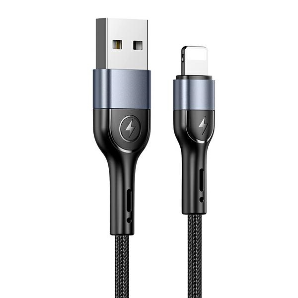 USAMS Kabel pleciony U55 2A lightningczarny/black 1m SJ448USB01 (US-SJ448)