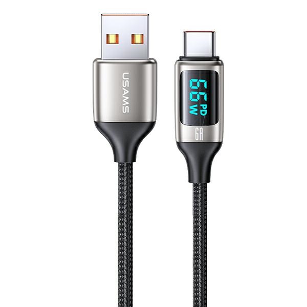 USAMS Kabel pleciony U78 USB-C 1.2mLED 6A biały/white SJ544USB02 (US-SJ544)