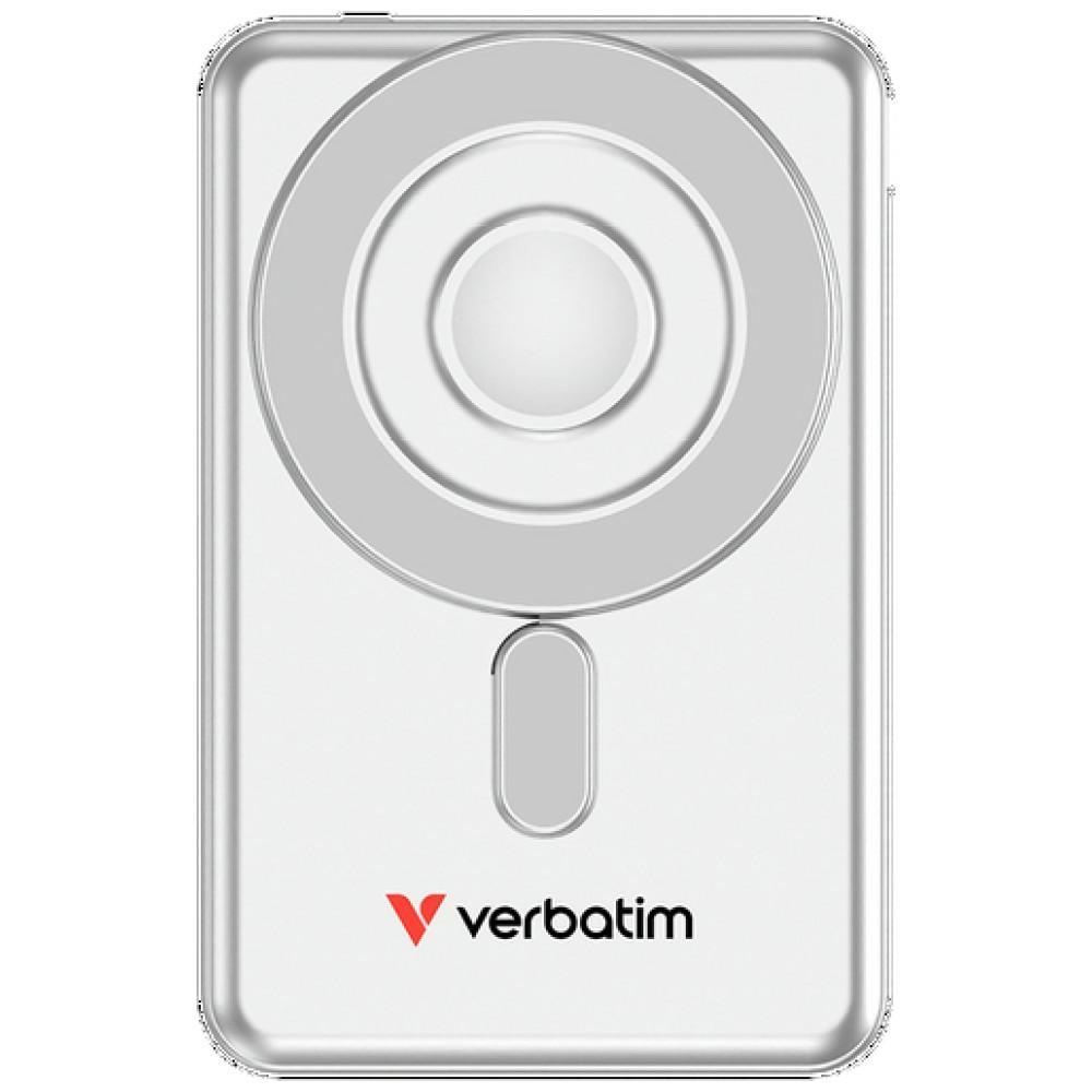 Verbatim `n` Go 15W 5000mAh Induction Power Bank, Wireless Magnetic, 2x USB-C cables, silver 32276